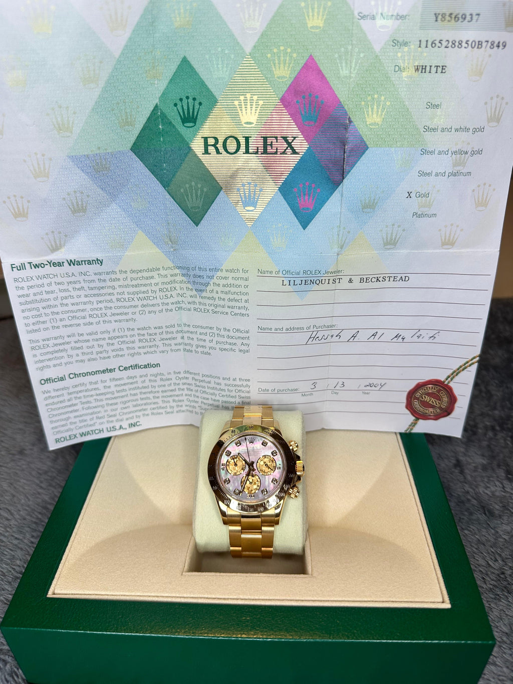 Rolex Reloj Daytona Mother Pearl Dial